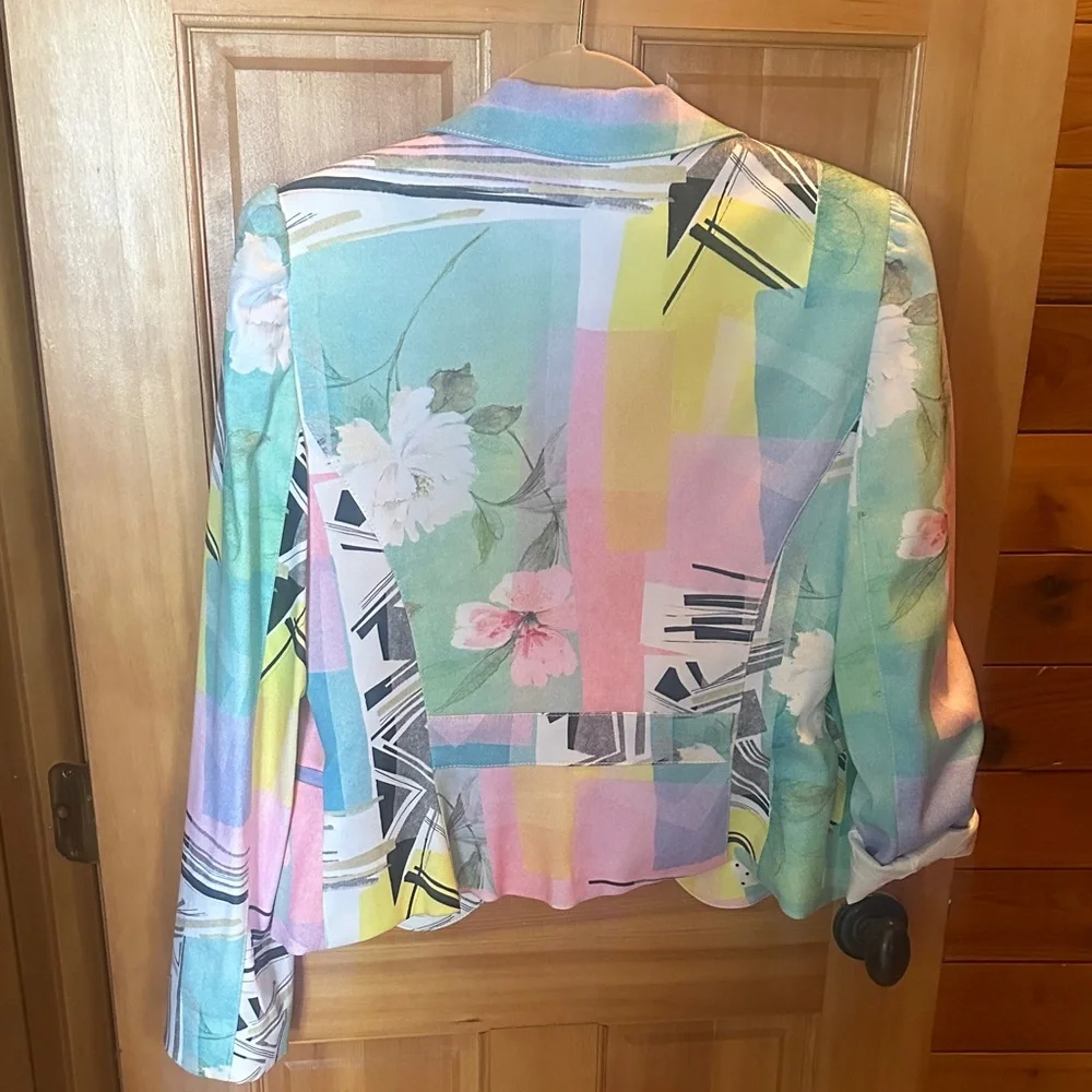 Alberto Makali 2 Piece Pastel Abstract Print Blazer - Pink, Mint, Yellow, Blue - Picture 6 of 6